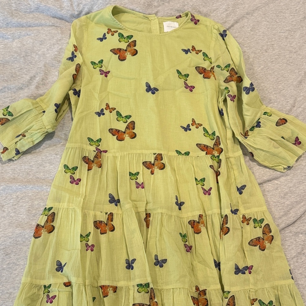 Sunday’s drop waist 3/4 sleeve butterfly dress. Green size small